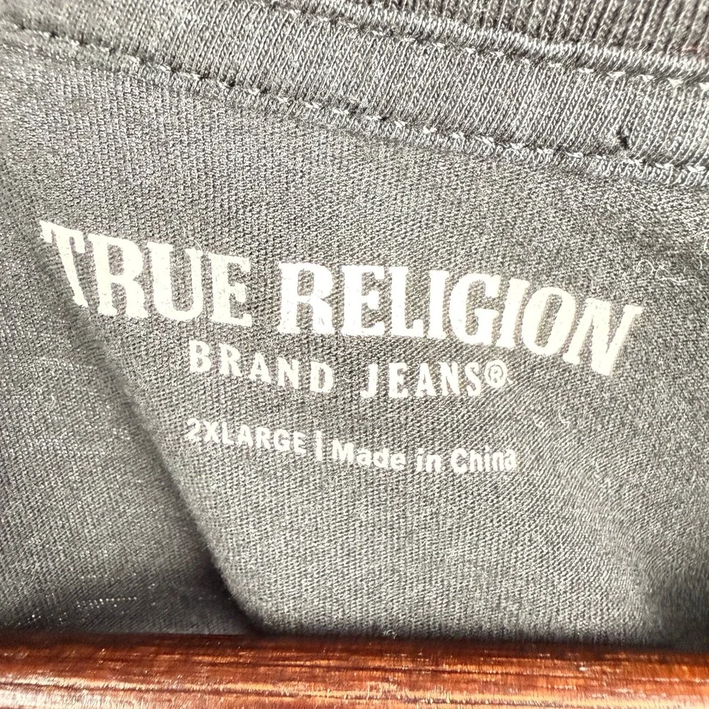 True Religion Buddha Logo Crew Neck Tee Mens 2XL Black Short Sleeve Shirt